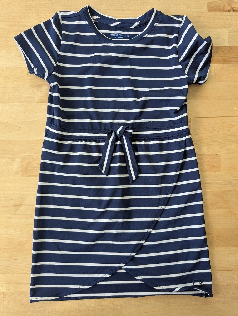 {Vineyard Vines} Navy and White Striped Tie-Waist Sankaty Dress, Girls Size 5-6